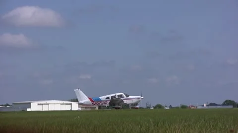 Light airplane taking off Stock Footage 12735910