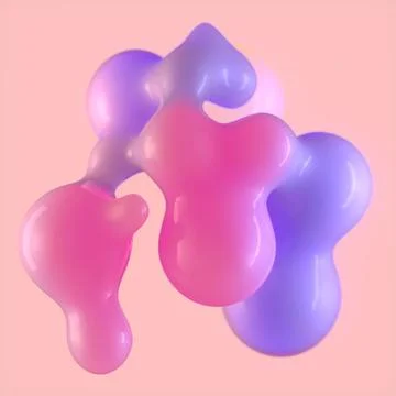 Light and airy composition with drops flowing together. 3d rendering Stock Illustration