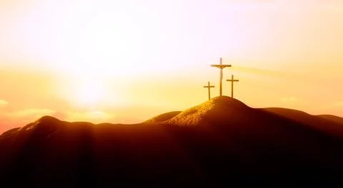Light and Clouds on Golgotha Hill The Holy Cross of Jesus Christ Stock Illustration