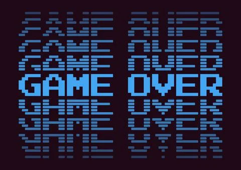 A light and dark blue GAME OVER retro synthwave style typographical graphic i Stock Illustration