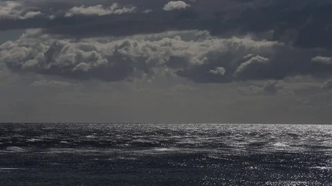Light and dark clouds on the sea after an intense storm Video stock 83887346