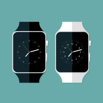 Light and Dark Flat Smart Watches Stock Illustration