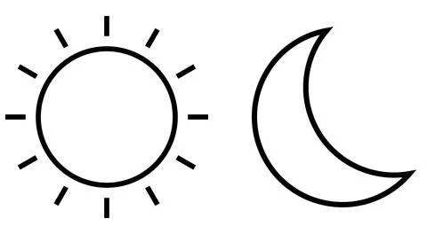 Light and dark mode, simplistic design of the sun and the moon. Stock Illustration