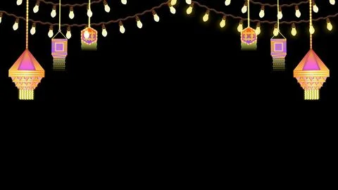Light and decorative elements on black background. Stock Illustration