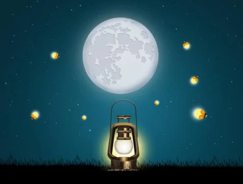 Light and fireflies Stock Illustration
