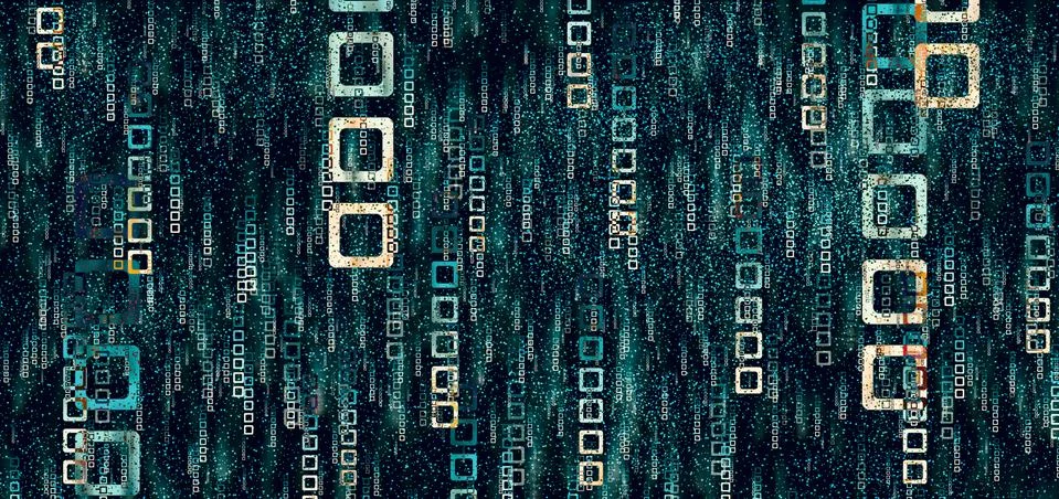 Light and gradient square pattern Move quickly on a dark background Modern te Stock Illustration