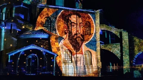 Light and image show Stock Footage 121840604