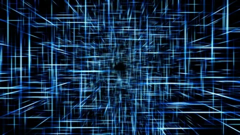 Light and Laser Beam Grid Travel Animation - Loop Blue Video stock 87754521