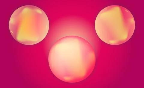 Light and reflections inside glass balls. 3D shapes on a gradient pink back.. Stock Illustration
