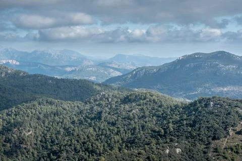 Light and shadow effects on the mountains in Mallorca Stock Photos