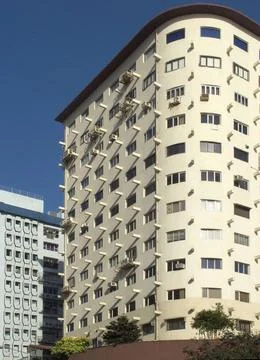 Light and shadow on modern building at Nariman Point ; Bombay now Mumbai ;... Foto stock