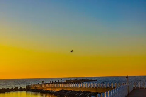 Light and shadow on the pier Stock Photos