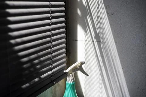 Light And Shadow Through Window Blinds Stock Photos