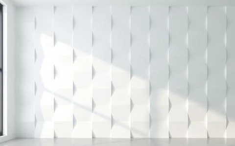 Light and shadow of window frame with 3d wall panel. 3d rendering Stock Illustration