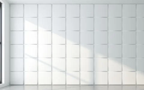 Light and shadow of window frame with 3d wall panel. 3d rendering Stock Illustration