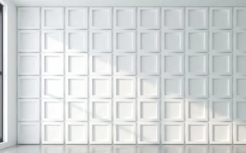 Light and shadow of window frame with 3d wall panel. 3d rendering Stock Illustration