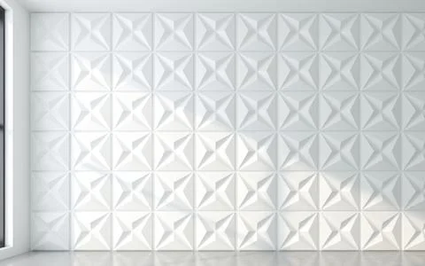 Light and shadow of window frame with 3d wall panel. 3d rendering Stock Illustration