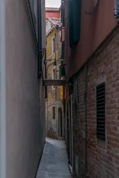 The light and shadows in the empty narrow alleys of Venice  during the corona Stock Photos