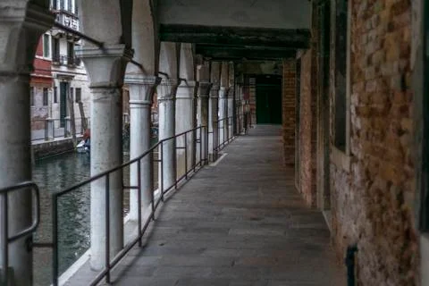 The light and shadows in the empty narrow alleys of Venice  during the corona Stock Photos