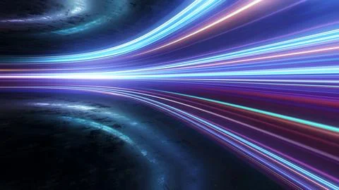 Light and stripes moving fast over dark background Stock-Illustration