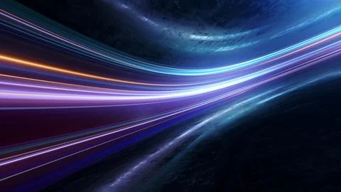 Light and stripes moving fast over dark background Stock-Illustration