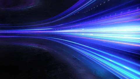Light and stripes moving fast over dark background Stock-Illustration