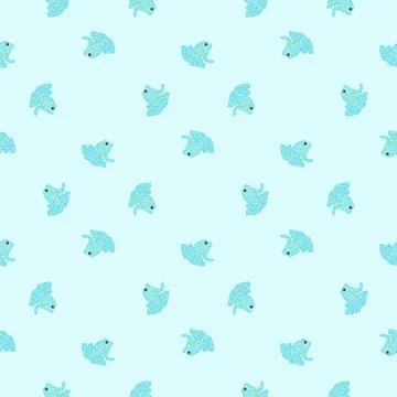 Light animal seamless doodle pattern with cartoon kids blue toads silhouettes イラスト素材