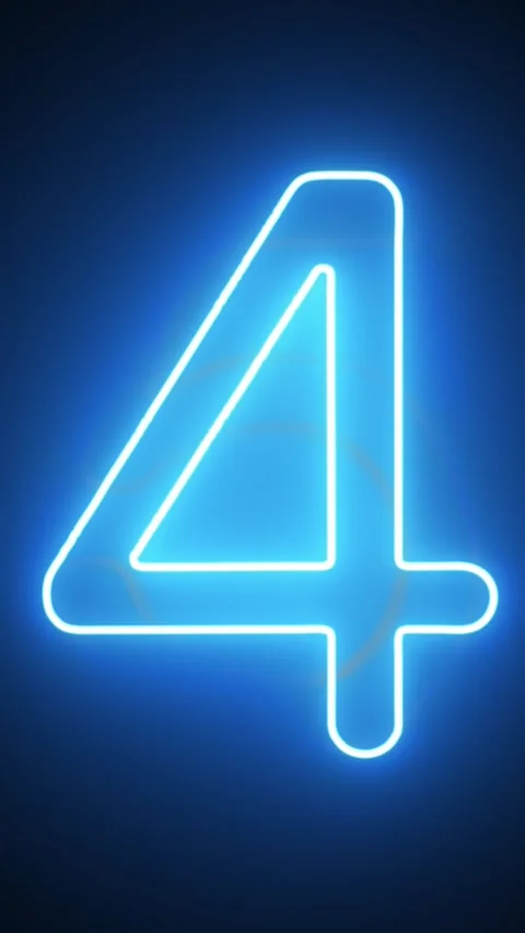 Light animation . Neon blue, blinking and glowing numbers from 1 to 9, on a Stock Footage 320775472