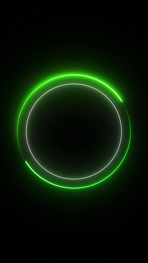Light animation . Neon green, blinking and glowing circle, frame , on a black Stock Footage 321461214