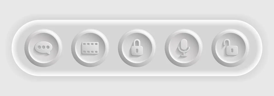 Light Apps Icon Set. Messenger, Movie, Locker, Micro Buttons Illustrazione stock