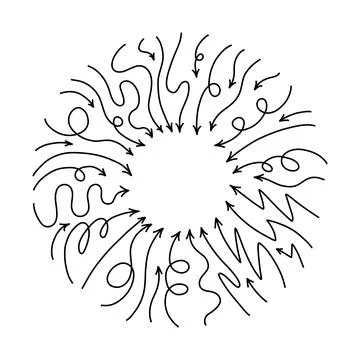 Light arrows collection. Black simple drawn design elements. イラスト素材