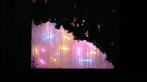 Light Art Exhibit through Window Stock Footage 313415828