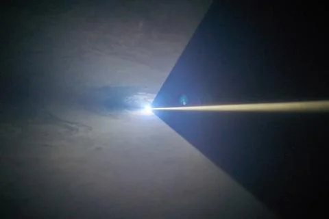 Light Artwork Installation with Smoke Stock-Fotos