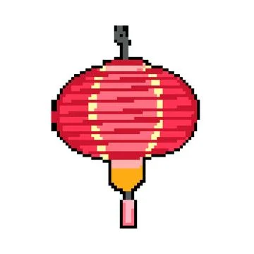 Light asian lantern pixel art vector illustration Stock Illustration