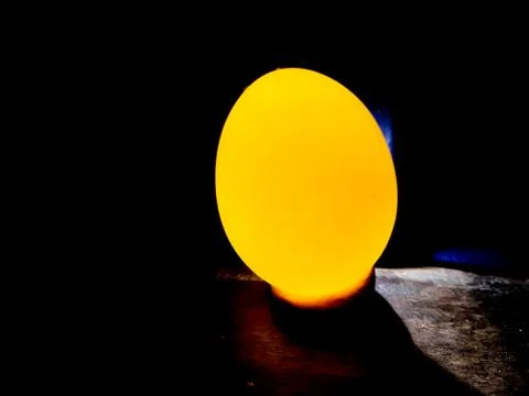 The light is on the back of the egg and the egg is bright yellow. Stock Photos