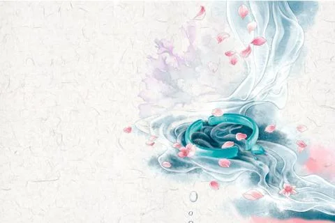 Light background, abstraction, rose petals, cracked ring Stock Illustration