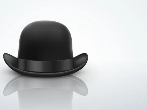 Light Background Black bowler hat Stock Illustration