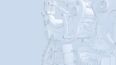 Light background with closeup mechanical design and copy space Stock Illustration