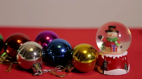 Light balls and Snowman Stock Footage 45030665