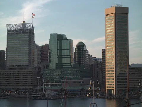 Light On The Baltimore Skyline Stock Footage 74848999