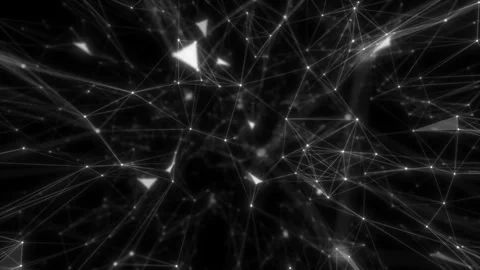 A light, barely noticeable movement of the plexus of figures on a black Stockbeeldmateriaal 113909150