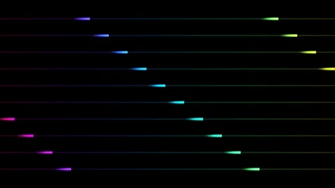 Light bars move in different colors on dark background Video stock 338277367