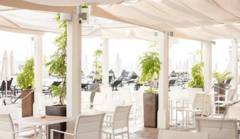 Light beach restaurant Stock Photos