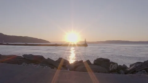 Light beacon in Trondheimsfjorden Stock Footage 74998221