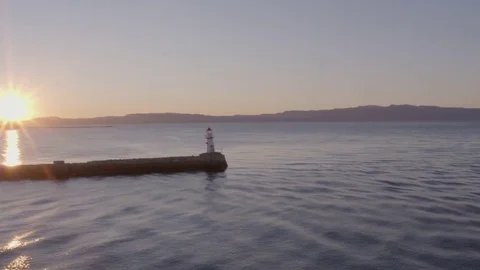 Light beacon in Trondheimsfjorden Stock Footage 75002486