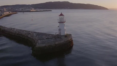Light beacon in Trondheimsfjorden Stock Footage 75002794