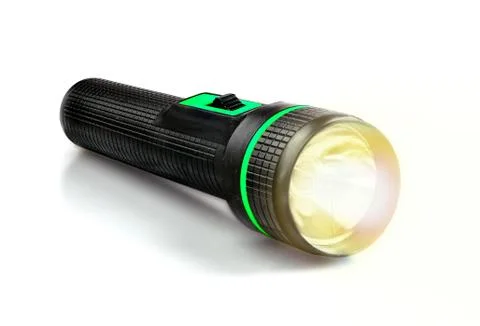 Light beam from electric flashlight Stock Photos