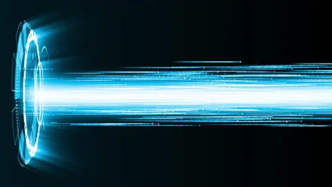 Light beam glowing with blue circle technology on black background Stock Footage 151814916