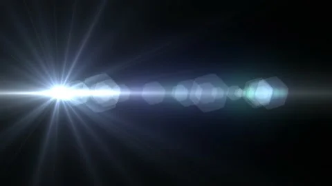 Light beam with lens flares on a black background. Light from a spotlight Stock Footage