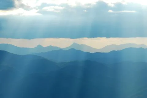 Light beam on the mountain Stock Photos
